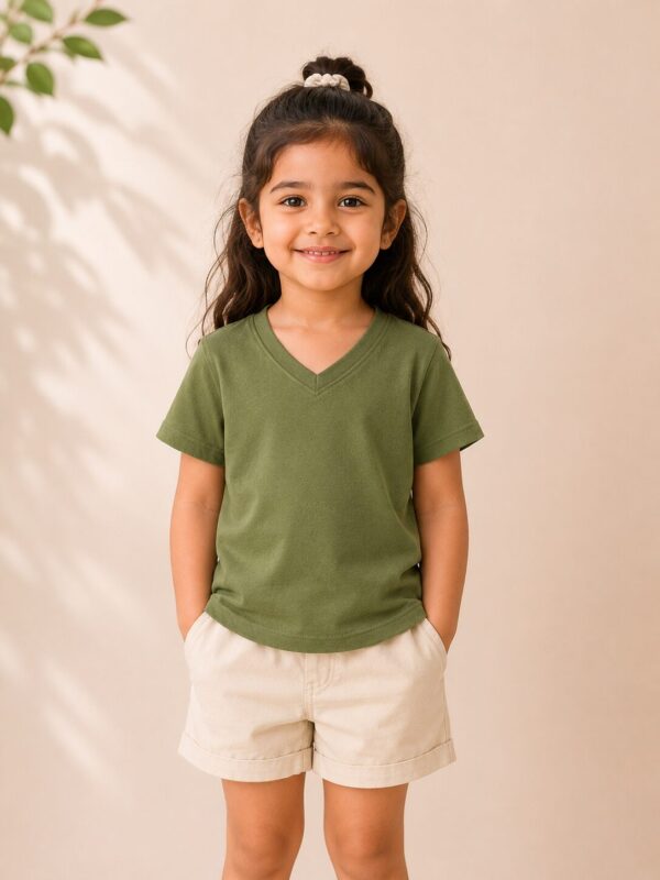 KD002 Olive V-Neck Tee
