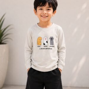 Cubix Tee Kids Full Sleeve Rock Paper Scissors T-Shirt