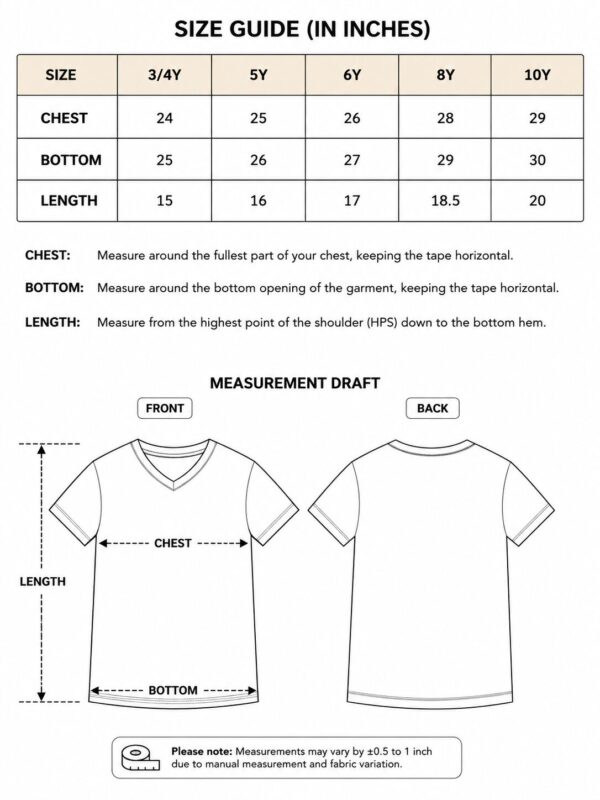 KDSIZE GUIDE (3) Navy V-Neck Tee
