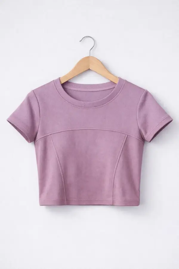 Muted rose panel play crop top