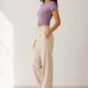 Muted rose panel play crop top