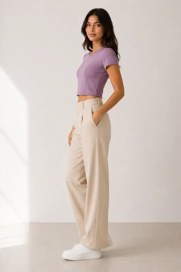 Muted rose panel play crop top