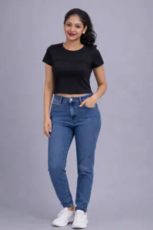 Phantom Black Curve Rib Crop Top