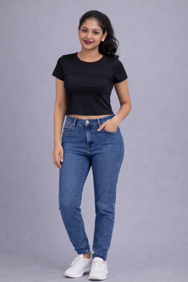 LS003 (1) Phantom Black Curve Rib Crop Top
