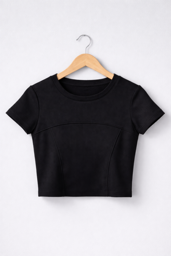 LS003 (4) Phantom Black Curve Rib Crop Top