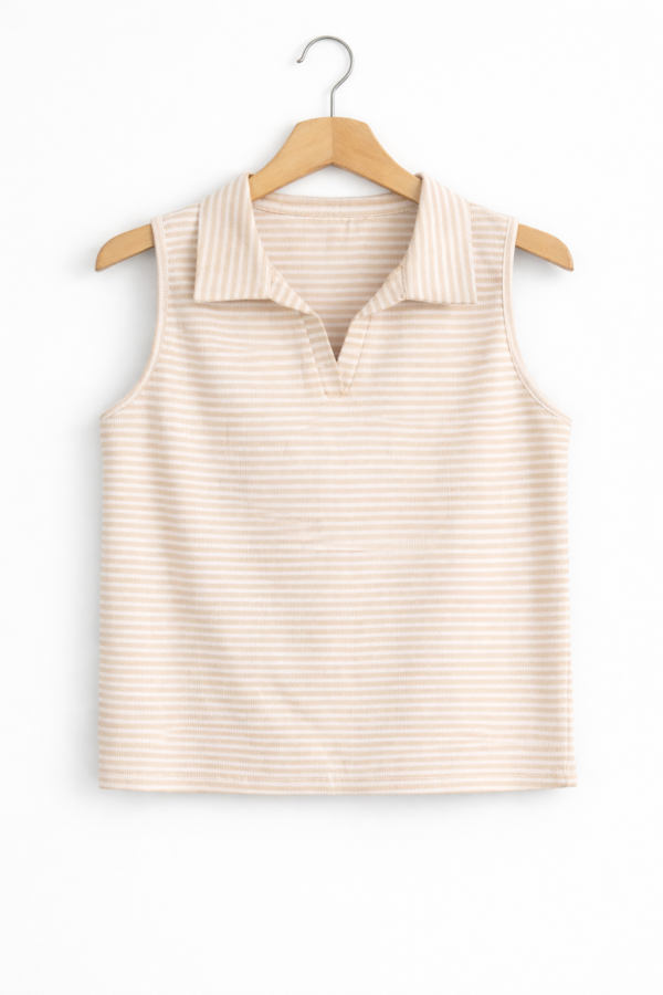 LS004 Dessert stripe polo tank top