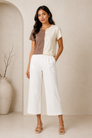 Split shade crop top