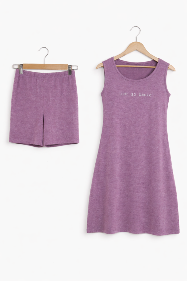 LS008 (2) Heather Plum Mini Dress & Shorts Set