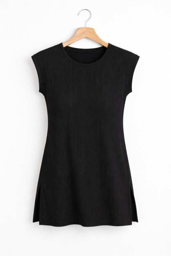 LS026 (2) Black Fusion Slit Top