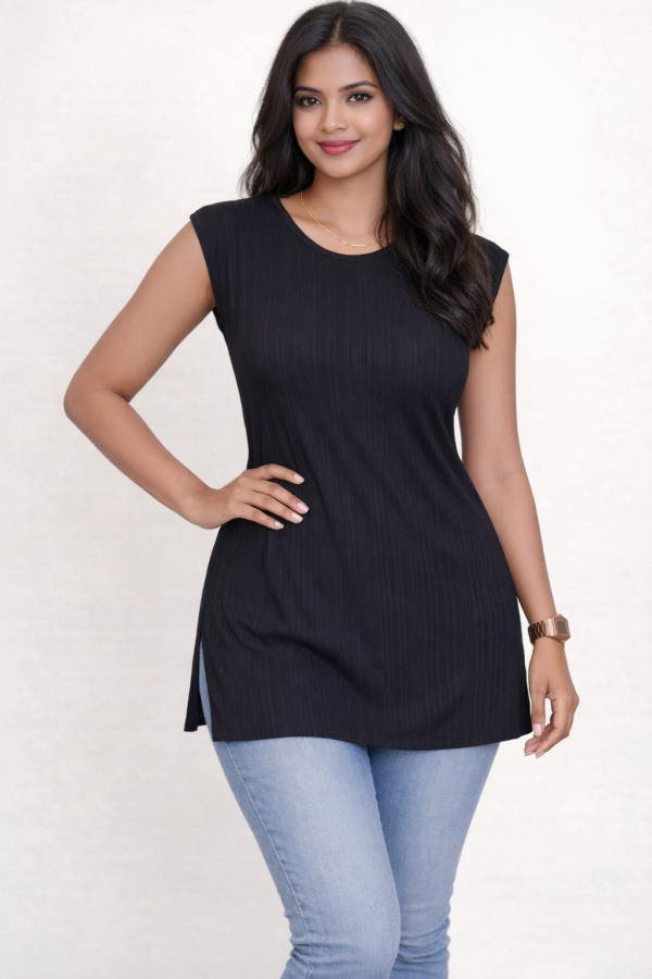 LS026 (4) Black Fusion Slit Top