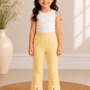Sunny Bow Pants with stylish split-hem knit design for women