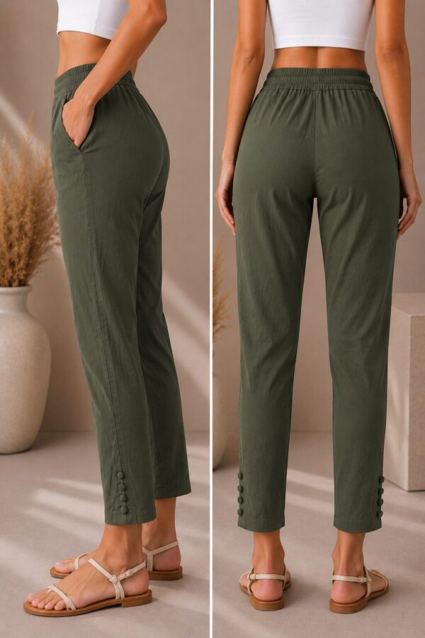 MJ106 (2) Forest Pearl Pant with elegant button detailing and comfortable fit