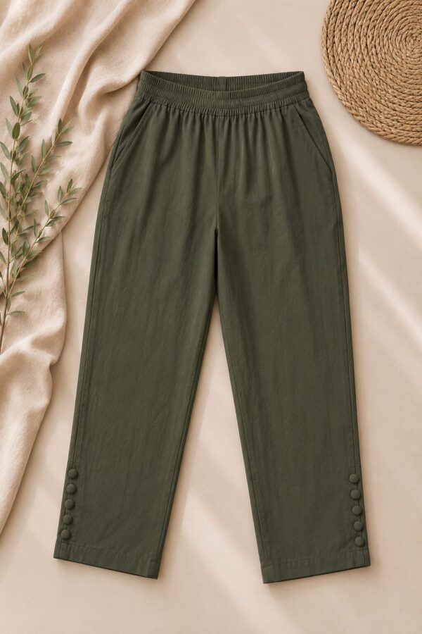 MJ106 (3) Forest Pearl Pant with elegant button detailing and comfortable fit