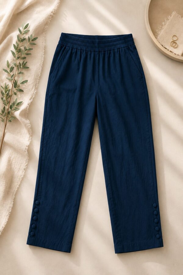 MJ107 (1) Indigo Grace Pant crafted from 4-way stretch Lycra woven fabric with tapered fit
