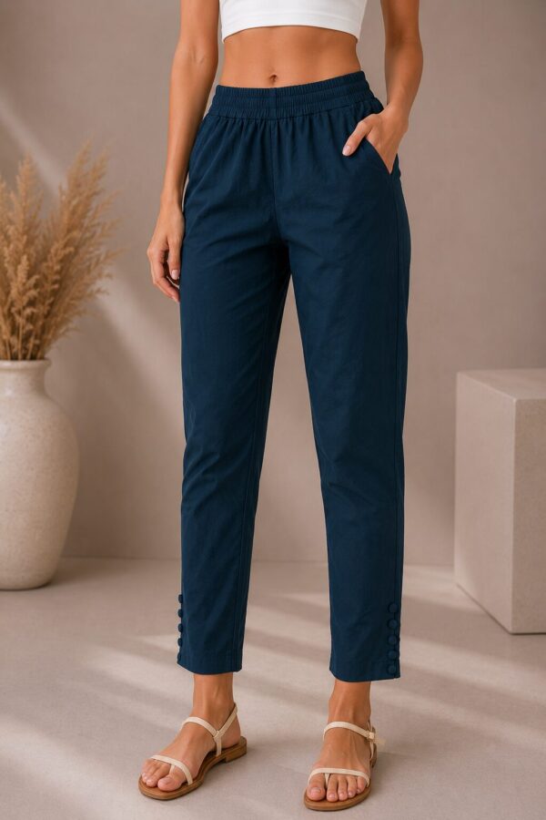MJ107 (2) Indigo Grace Pant crafted from 4-way stretch Lycra woven fabric with tapered fit
