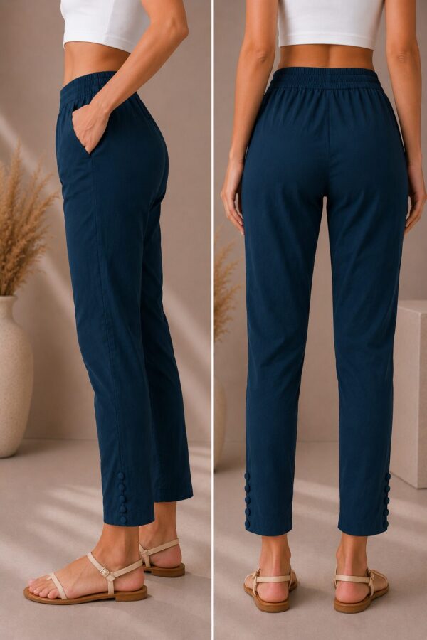 MJ107 (3) Indigo Grace Pant crafted from 4-way stretch Lycra woven fabric with tapered fit