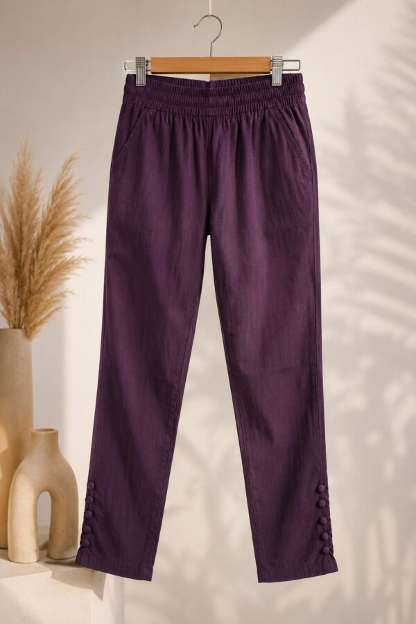 MJ111 (1) Royal Plum Pant crafted from Lycra woven fabric with comfortable everyday fit