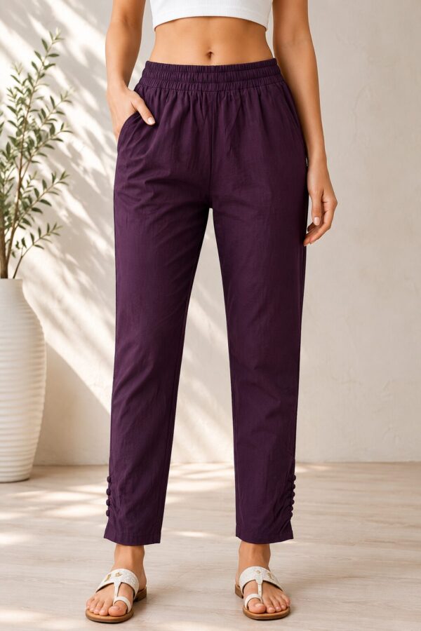 MJ111 Royal Plum Pant crafted from Lycra woven fabric with comfortable everyday fit