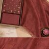 Bronze Flora Embroidered Dress Material with floral embroidery and matching embroidered net dupatta