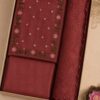 Bronze Flora Embroidered Dress Material with floral embroidery and matching embroidered net dupatta