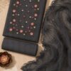 MJ202 (2) Grey Aura Dress Material with floral embroidery and matching embroidered dupatta