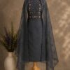 MJ202 (3) Grey Aura Dress Material with floral embroidery and matching embroidered dupatta