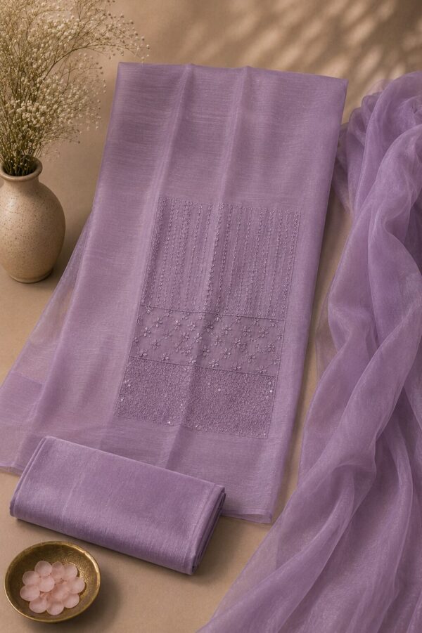 MJ208 (1) Lilac Party Wear Suit Material