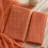 MJ210 (2) Light Orange Transparent Net Chudi Material with Rayon Bottom and matching net dupatta