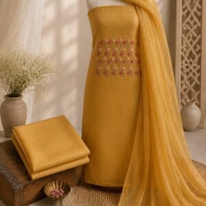 Light Yellow Party Wear Chudi Material Set