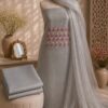 MJ214 (2) Mist Grey Chudi Material with Silk Blend Bottom
