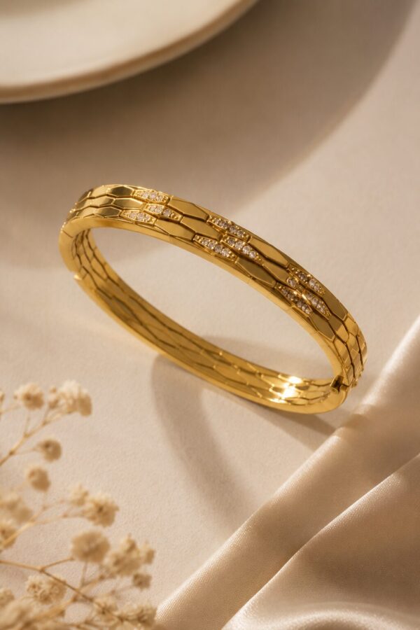 Elegant Gold-Tone Anti Tarnish Crystal Bracelet for Women with Sparkling Crystal Accents