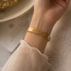 Elegant Gold-Tone Anti Tarnish Crystal Bracelet for Women with Sparkling Crystal Accents