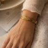Elegant Gold-Tone Anti Tarnish Crystal Bracelet for Women with Sparkling Crystal Accents