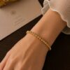 Classic Gold Beaded Anti Tarnish Bracelet for Women Elegant Gold Bead Bracelet