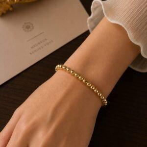 Classic Gold Beaded Anti Tarnish Bracelet for Women Elegant Gold Bead Bracelet