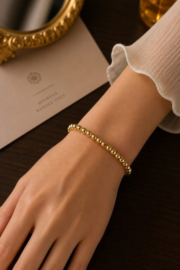 Classic Gold Beaded Anti Tarnish Bracelet for Women Elegant Gold Bead Bracelet