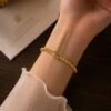Classic Gold Beaded Anti Tarnish Bracelet for Women Elegant Gold Bead Bracelet