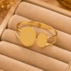 Modern Gold Oval Cuff Anti Tarnish Bracelet for Women Gold Plated Bracelet