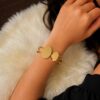 Modern Gold Oval Cuff Anti Tarnish Bracelet for Women Gold Plated Bracelet