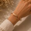 Personalized Roman Numeral Gold Anti Tarnish Bracelet for Women with Crystal Accents
