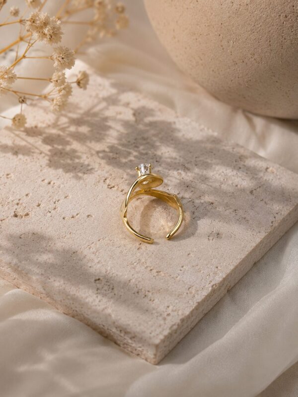 Crystal Accent Adjustable Anti Tarnish Ring for Women featuring sparkling crystal accents and adjustable anti-tarnish design