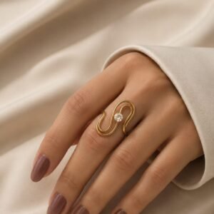 Crystal Accent Statement Ring for Women featuring sparkling crystal accents and elegant adjustable design