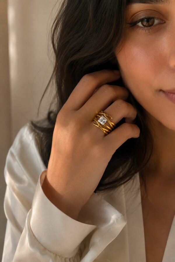 Crystal Stone Multi-Layer Finger Ring for Women featuring sparkling crystal stone and stylish multi-layer design