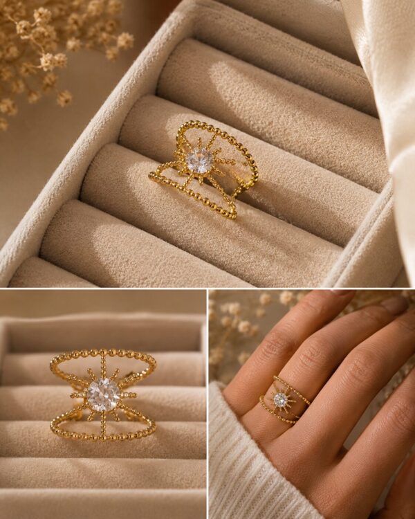 Interlocking Crystal Statement Ring for Women featuring elegant interlocking design and sparkling crystal accents