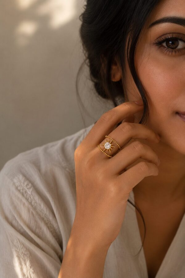 Interlocking Crystal Statement Ring for Women featuring elegant interlocking design and sparkling crystal accents