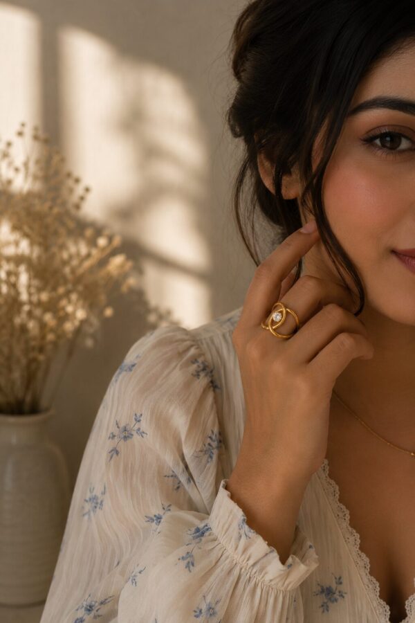Sunburst Adjustable Anti Tarnish Ring for Women featuring radiant sunburst design and elegant crystal detailing