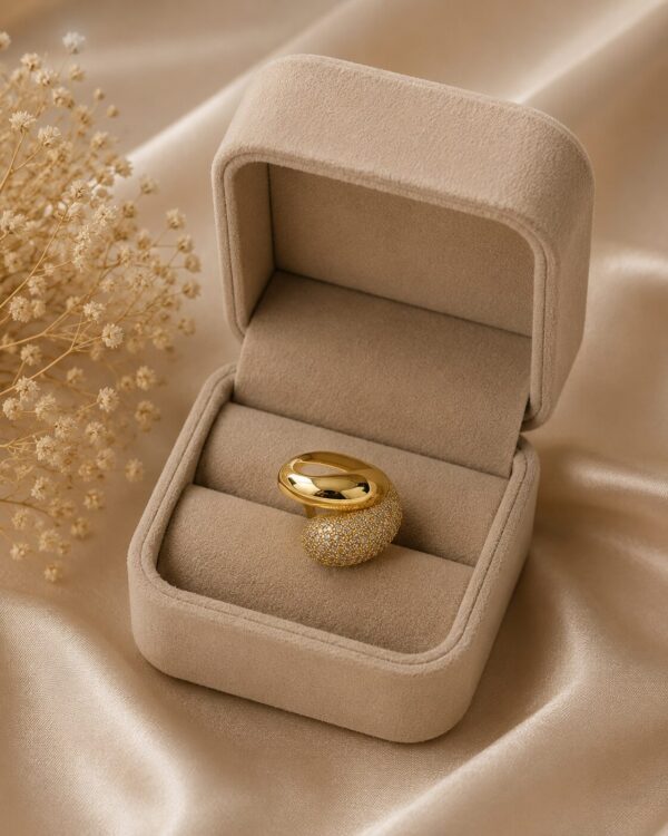 Crystal Pavé Statement Ring for Women with sparkling crystal detailing and adjustable anti-tarnish design