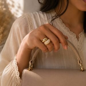 Crystal Pavé Statement Ring for Women with sparkling crystal detailing and adjustable anti-tarnish design