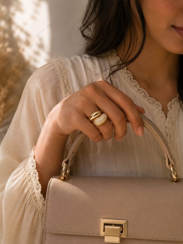 Crystal Pavé Statement Ring for Women with sparkling crystal detailing and adjustable anti-tarnish design