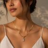 Crystal Pendant Minimalist Statement Necklace for Women featuring a sparkling crystal pendant and elegant minimalist design
